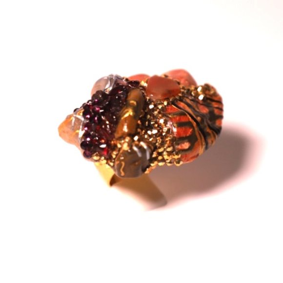 Gold Plated Choker, Ring and Earrings SET - Picture 9 of 12